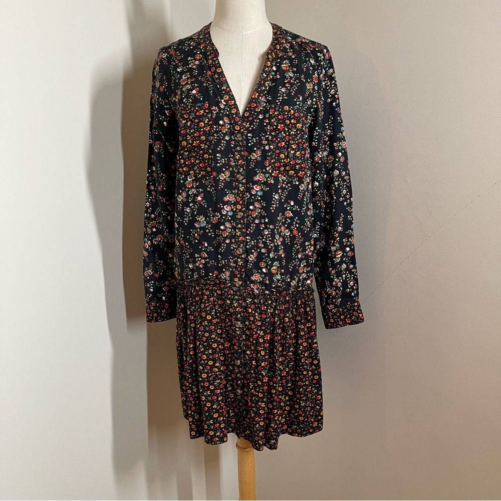 NWT! Anthro Maeve Marlie Floral Print Drop Waist Multi Motif Dress - Size 4
